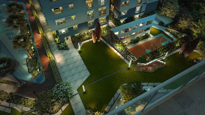 Sattva Lakeridge courtyard view 1 by Sattva Group located in Neopolis, Kokapet, Hyderabad West