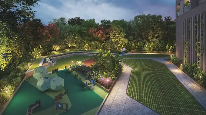 Sattva Lakeridge garden view by Sattva Group located in Neopolis, Kokapet, Hyderabad West